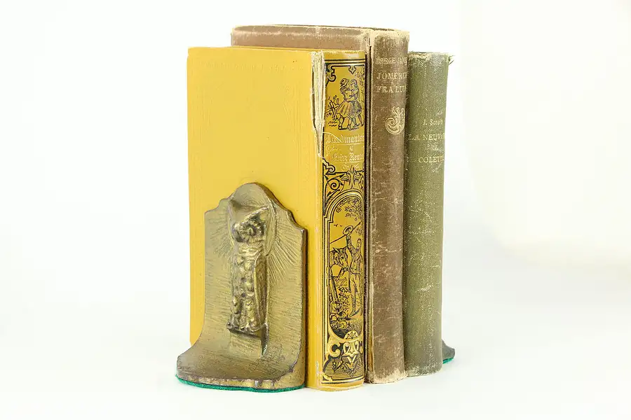 Main image of Pair of Owl & Moon Antique Bookends