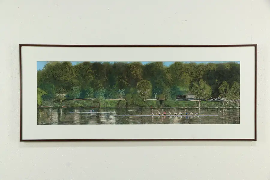 Main image of Second Shell Crew or Racing Boat Original Pastel Painting Joe Sweeney 62"