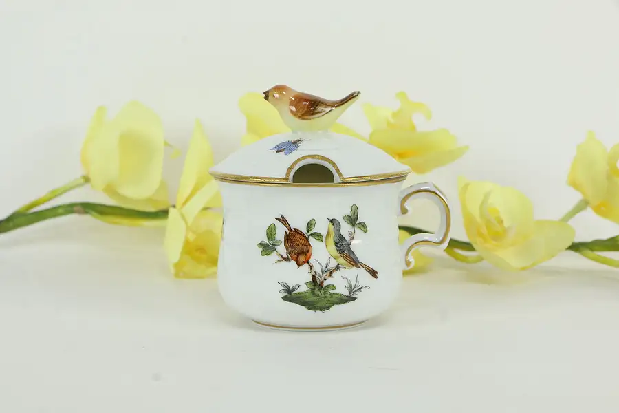 Main image of Herend Rothschild Bird Covered Cup with Bird on the Lid