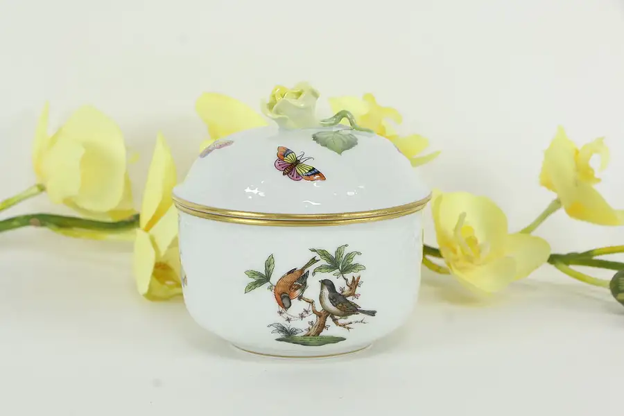 Main image of Herend Rosenthal Bird Jar with Flower Top