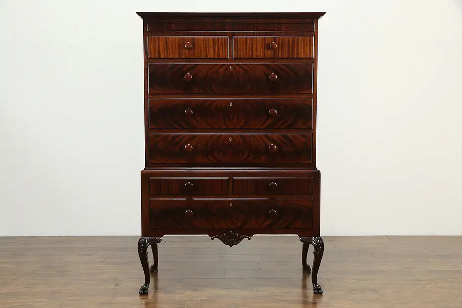 Main image of Traditional Georgian Style Mahogany Antique Highboy Tall Chest, Berkey