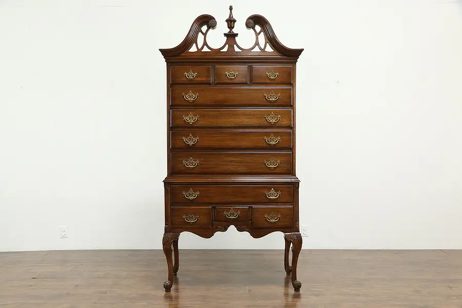 Main image of Traditional Mahogany Vintage Highboy Tall Chest on Chest Davis