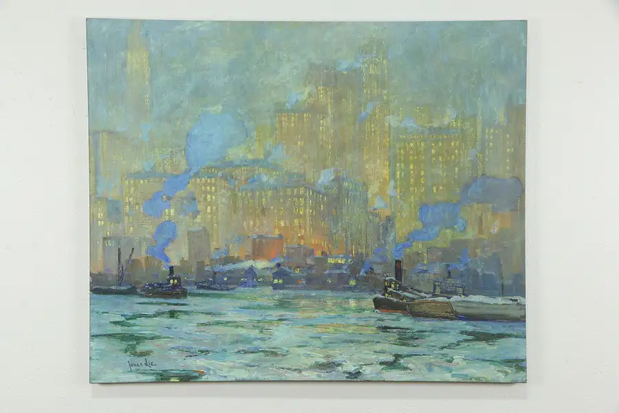 Main image of After Glow New York Harbor, Canvas Print After Jonas Lie 51"