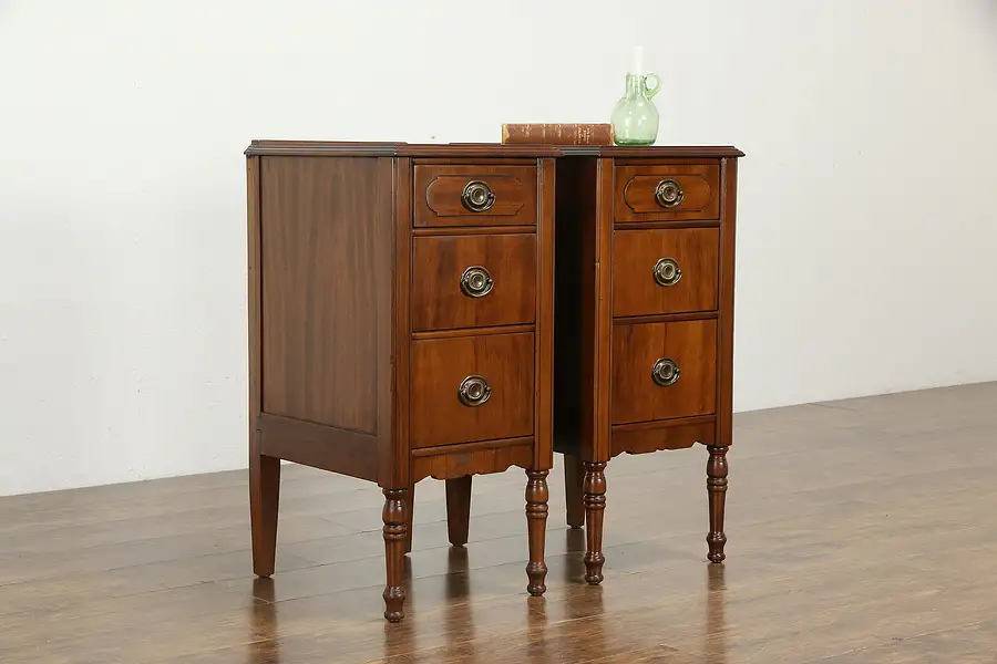 Main image of Pair of Antique Walnut Nightstands, Banderob Oshkosh