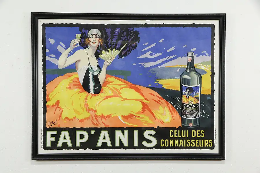 Main image of Fap Anis Liquor Framed Advertising Poster, Delval, Publicite Wall Paris