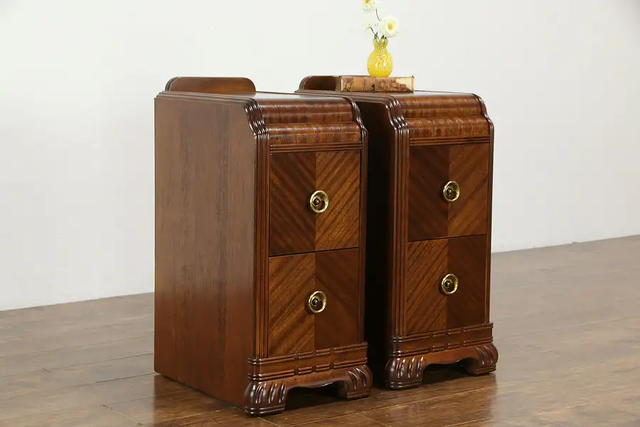 Main image of Pair of Art Deco Period Waterfall Design Nightstands