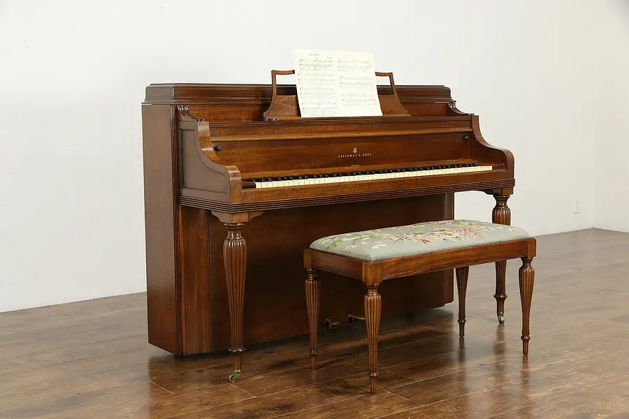 Main image of Steinway Console Upright 1941 Vintage Mahogany Piano & Bench