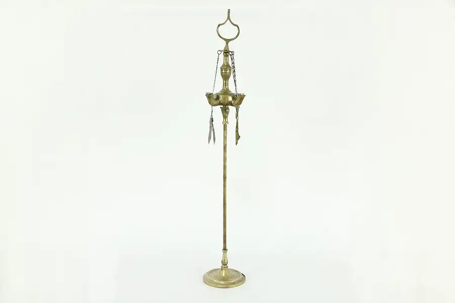 Main image of Brass Antique Adjustable Whale Oil Lamp, Wick Trimmer