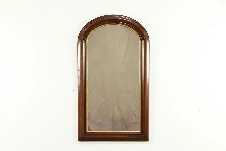 Main image of Victorian Antique1860 Carved Walnut Arch Top Hall Mirror