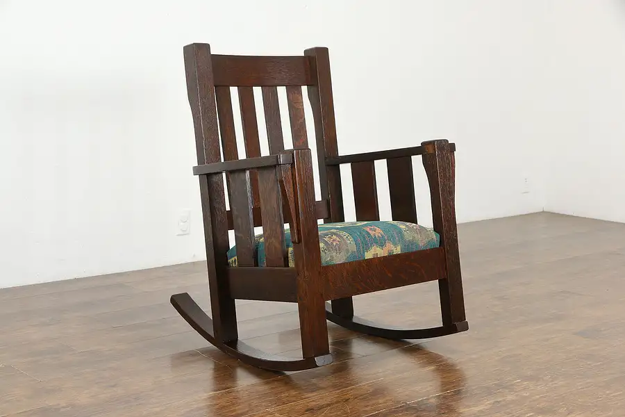 Main image of Arts & Crafts Mission Oak Antique Rocker Craftsman Rocking Chair