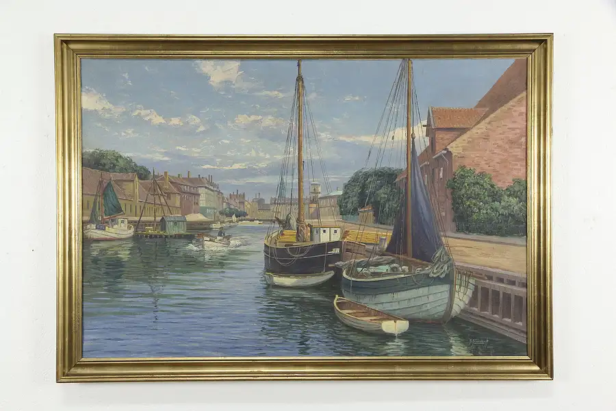 Main image of Frederiksholms Kanal, Copenhagen Original Antique Painting, Gundorff 51"