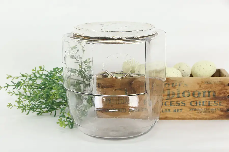 Main image of Glass Jar & Cover From Hoosier Kitchen Pantry Cupboard, Kitchen Maid