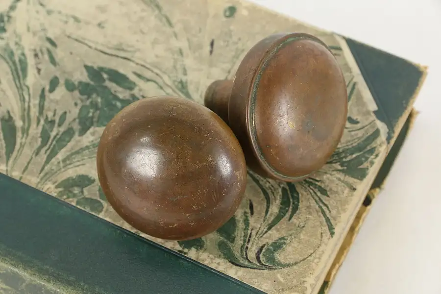 Main image of Victorian Antique Pair of Similar Patinated Brass Door Knobs