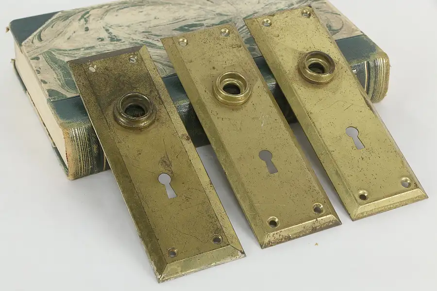 Main image of Set of 3 Antique Brass Plated Door Plates