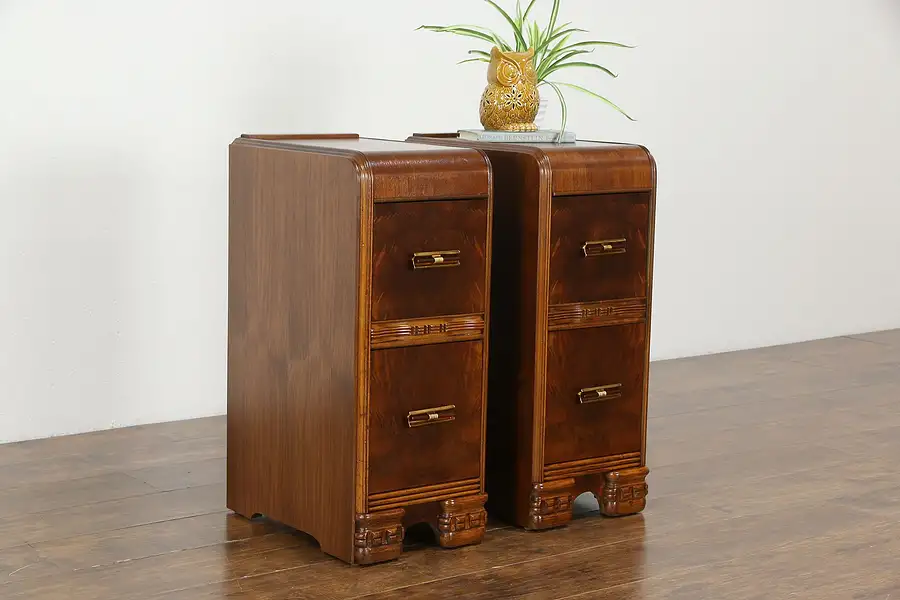 Main image of Pair of Art Deco Period Waterfall Design Nightstands, Bakelite, Jiranek