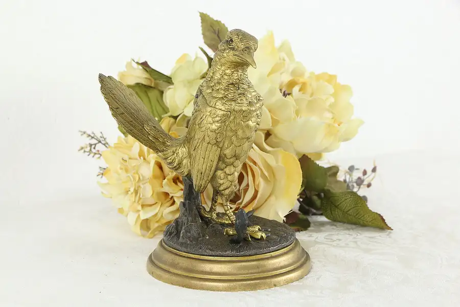 Main image of Bronze Antique Scandinavian Sculpture of a Bird & Inkwell