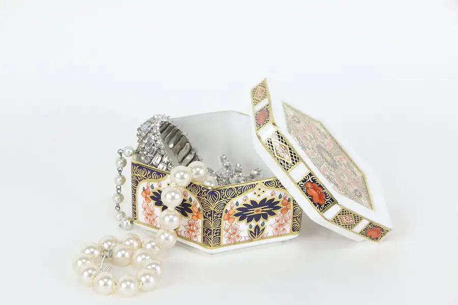 Main image of Old Imari Hexagonal Jewelry Boudoir Box, English Royal Crown Derby