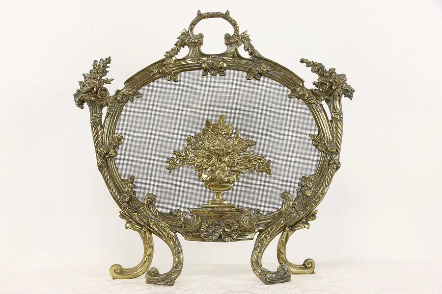 Main image of Brass Vintage Baroque Design Fireplace Hearth Fire Screen