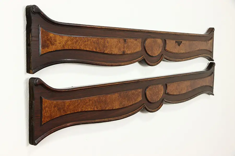 Main image of Pair of Rosewood & Burl Antique French Bed Rails Architectural Fragments