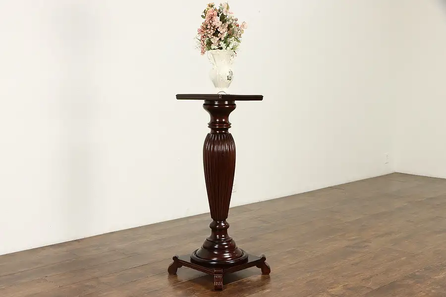 Main image of Classical Antique Carved Cherry Revolving Sculpture Pedestal Plant Stand