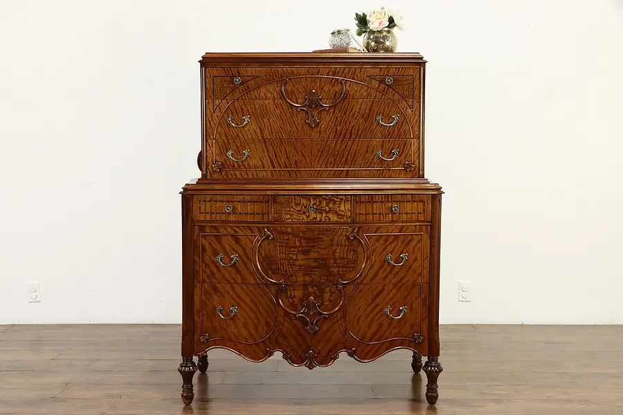 Main image of English Tudor Antique Mahogany Chest on Chest or Dresser, Joerns Bros