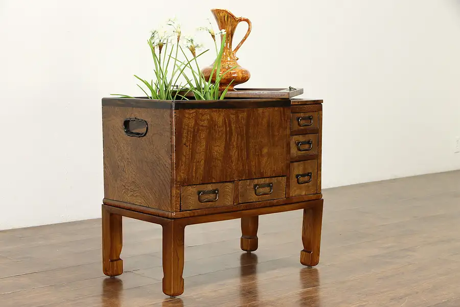 Main image of Japanese 1900's Antique Elm Hibachi Brazier, Copper Lined, Coffee Table