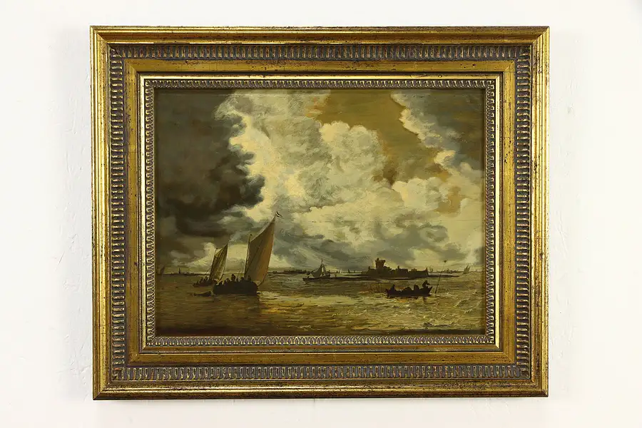 Main image of Nautical Scene after Jan van Goyen, Vintage Dietz Replica Germany 23"