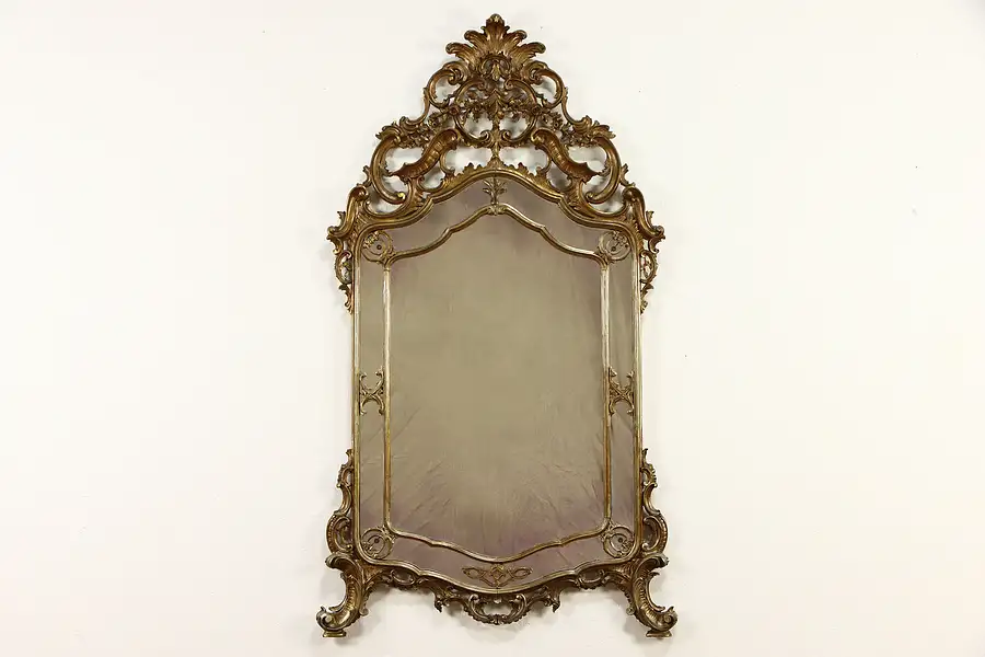 Main image of Carved Antique Italian Baroque Design Gold Leaf Mantel or Wall Mirror