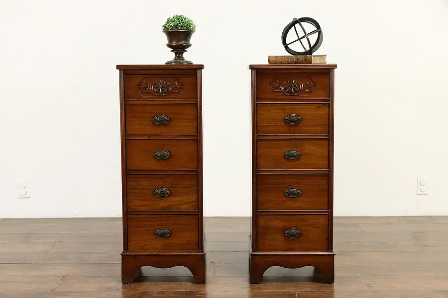 Main image of Traditional Pair of Vintage Walnut Nightstands or End Tables