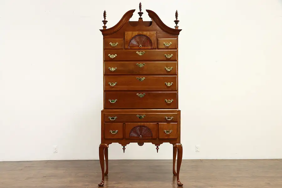 Main image of Georgian Design Vintage Cherry Tall Chest on Chest or Highboy Dresser