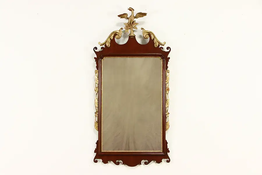 Main image of Georgian Federal Design Vintage Mahogany Mirror, Gold Eagle