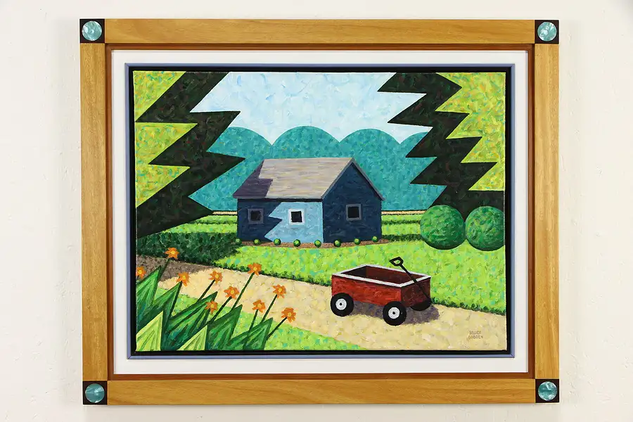 Main image of Shed and Wagon Original Acrylic Painting Custom Frame, Bruce Bodden 31"