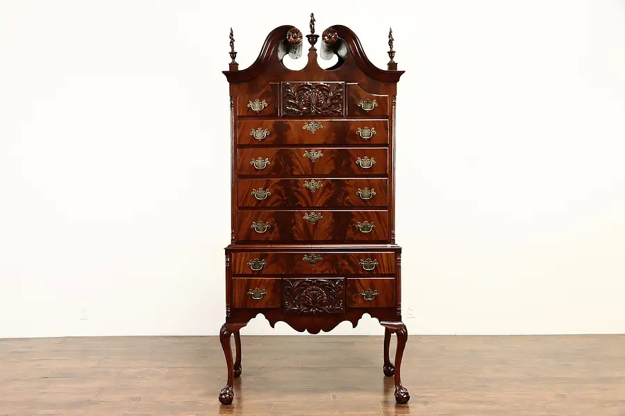 Main image of Georgian Chippendale Antique Mahogany Tall Chest on Chest or Highboy