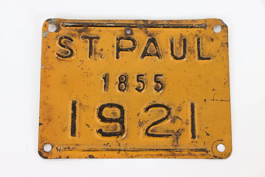 Main image of Motorcycle Antique 1921 Tin License Plate St Paul MN