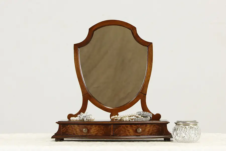 Main image of Hepplewhite Design Antique Dresser or Shaving Mirror, Jewelry Drawers