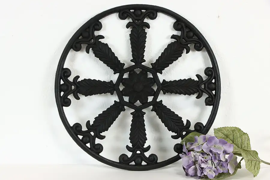 Main image of Round Iron 19" Vintage Grill or Panel, Feather Spokes