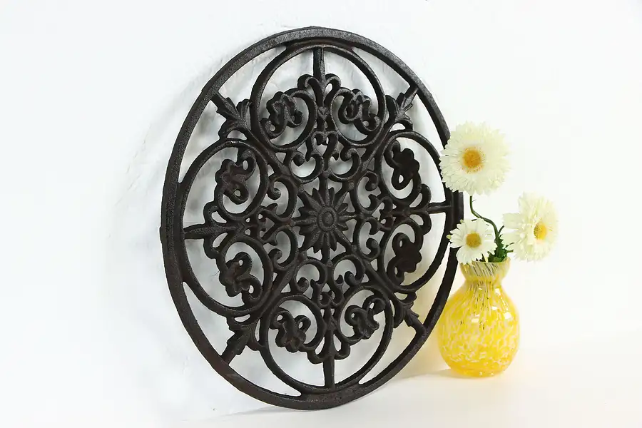 Main image of Victorian Design Vintage Round Iron Salvage Grill 12"