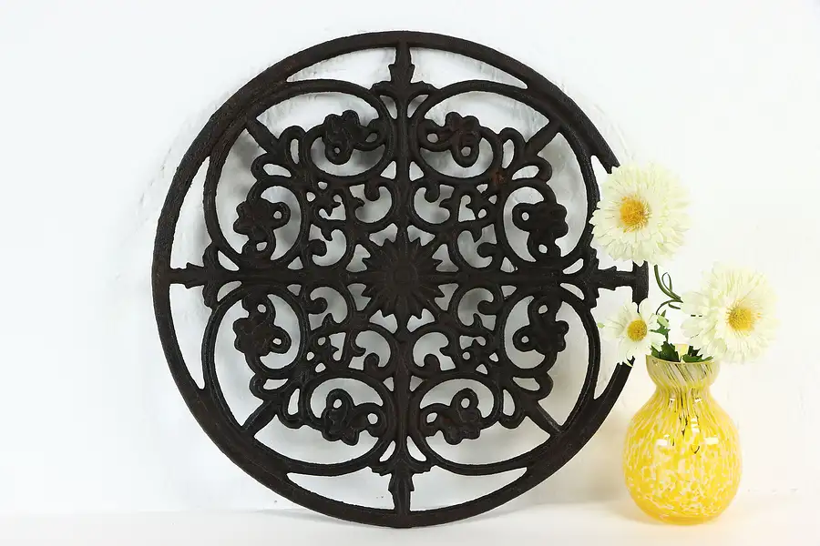 Main image of Victorian Design Vintage Round Iron Salvage Grill 12"