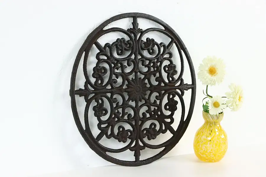 Main image of Victorian Design Vintage Round Iron Salvage Grill 12"