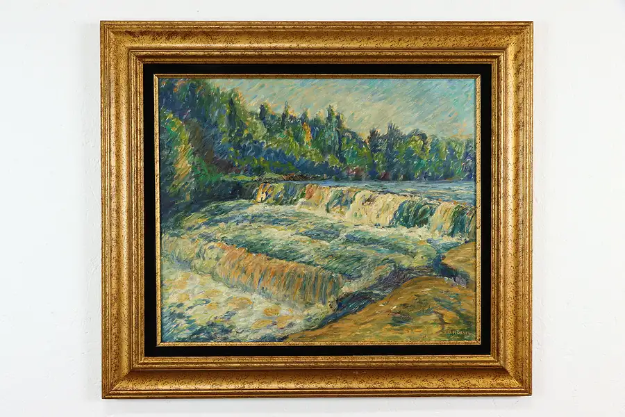 Main image of The Falls Original Vintage Oil Painting, Ruth Hoevel 32"