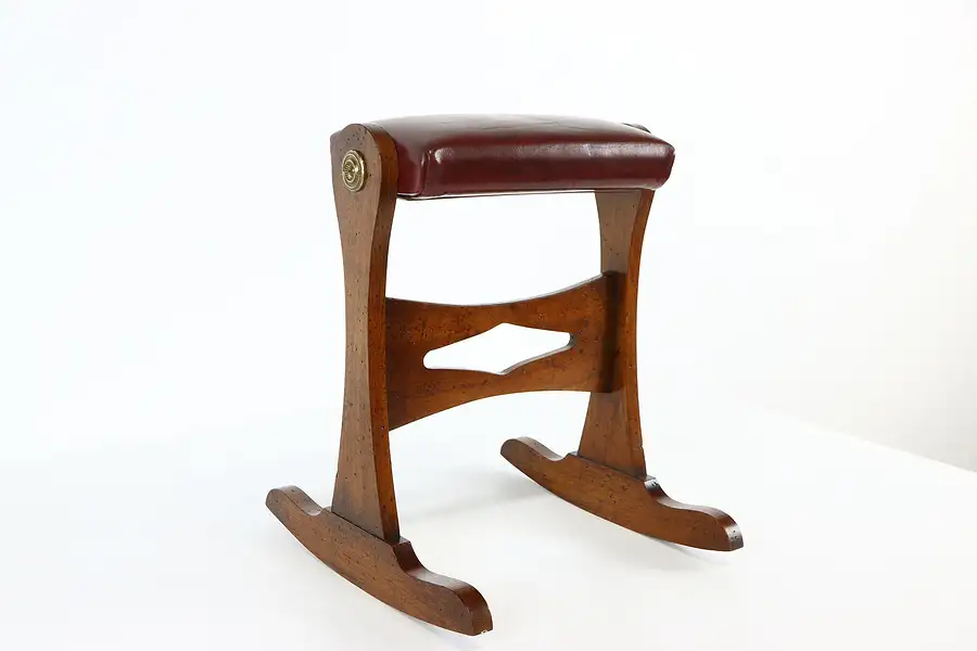 Main image of Rocking Gout Vintage Footstool, Mahogany & Leather, Erickson's