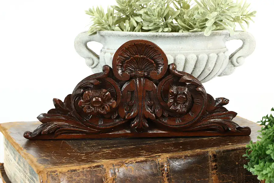 Main image of Italian Antique Walnut Architectural Salvage Crest Fragment