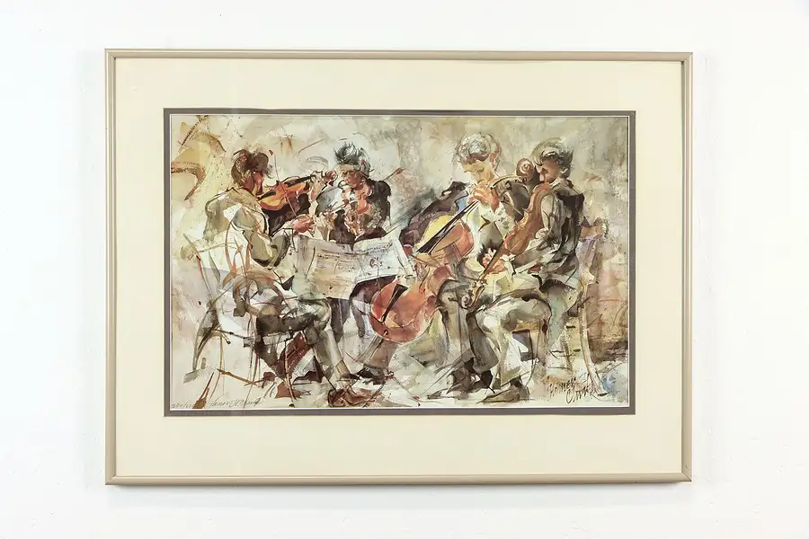 Main image of Musical Quartet Lithograph, Signed & Numbered Homer Clark 30"