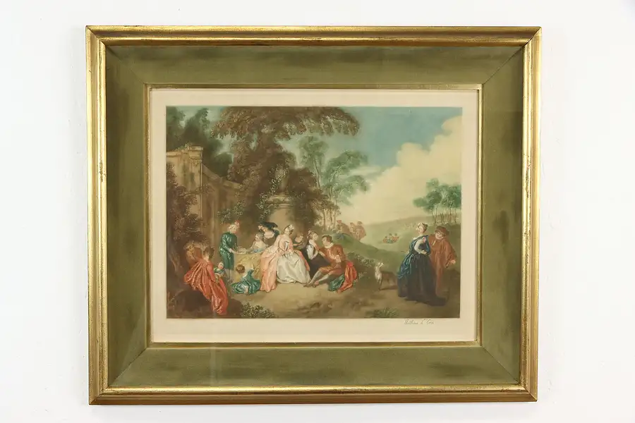 Main image of The Garden Party Antique Mezzotint Print, Signed Arthur Cox 30 1/2"