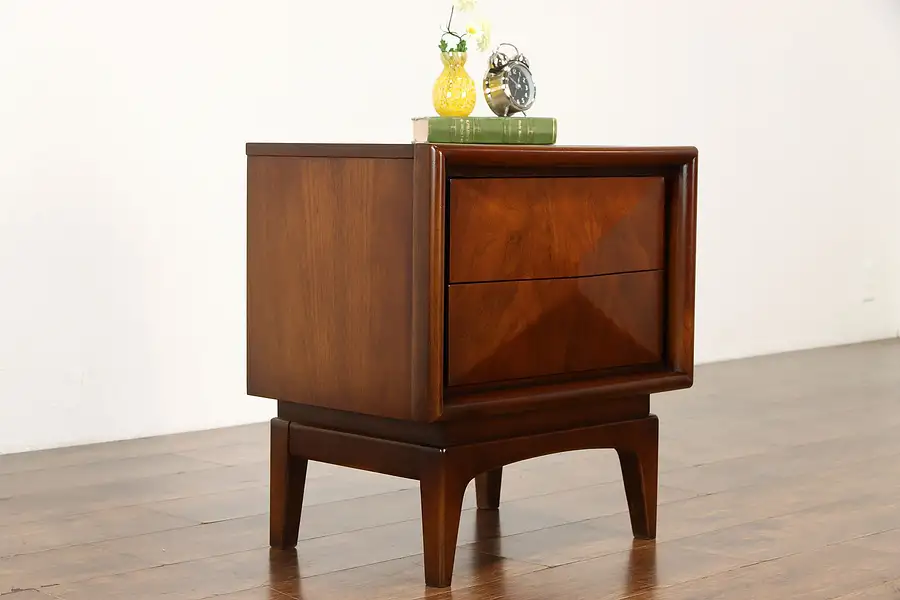 Main image of Midcentury Modern 1960 Vintage Walnut Nightstand or End Table, United