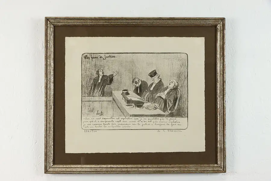 Main image of Les Gens de Justice 322/500 Antique 1848 Etching Print Signed Daumier 19"