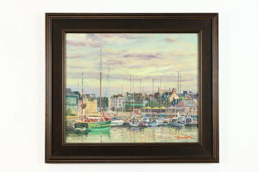 Main image of Paimpol Harbor Scene Original Oil Painting, 2011 Mark Forestier 23 1/2"