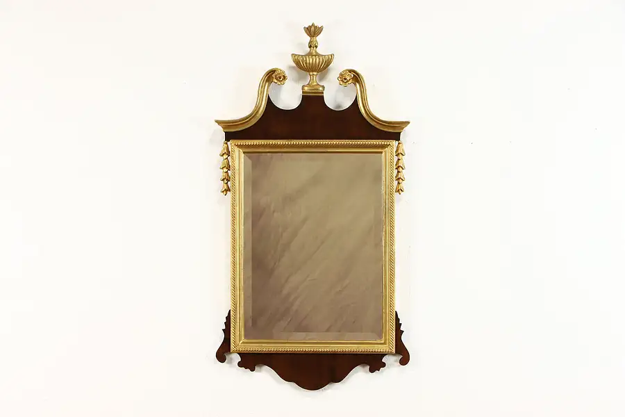 Main image of Birch Antique Georgian Federal Design Wall Mirror, Gold Classical Finial