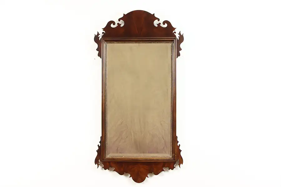 Main image of Georgian Federal Design Vintage Carved Mahogany Mirror, Henredon 50"