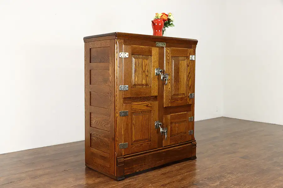 Main image of Oak Antique Farmhouse Kitchen Pantry Ice Box, Bar Cabinet Invincible MN